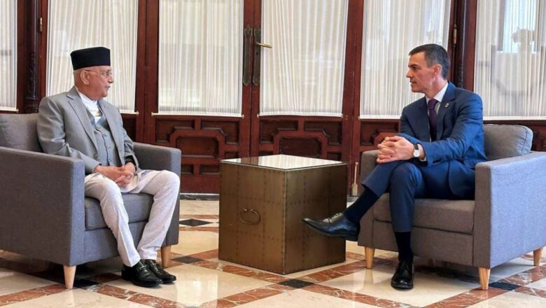 प्रधानमन्त्री केपी शर्मा ओली र स्पेनका  प्रधानमन्त्री पेड्रो साञ्चेजबीच द्विपक्षीय भेटवार्ता